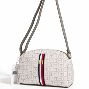 Tommy Hilfiger Monogram Crossbody Bag in Gray and White